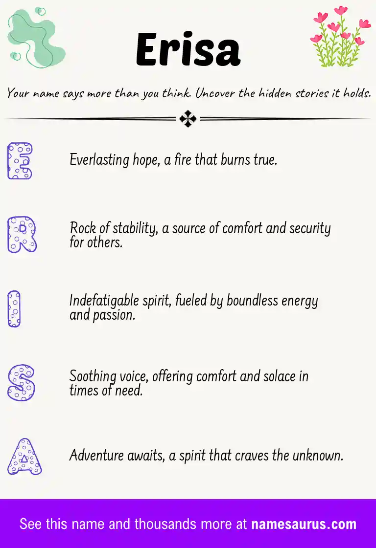 Acrostic poem about Erisa.