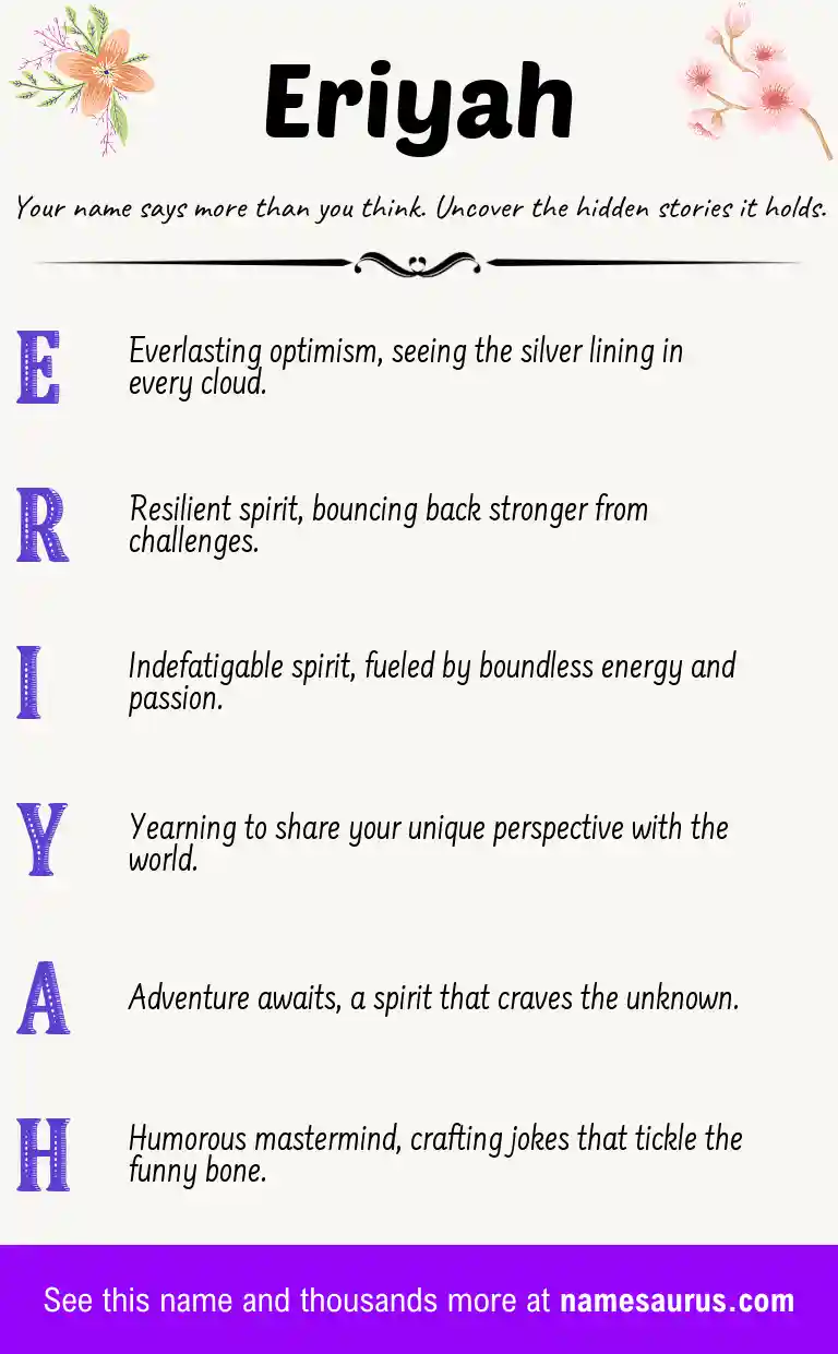 Acrostic poem about Eriyah.