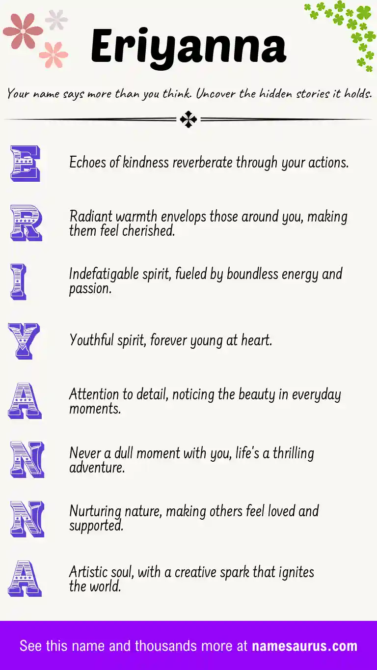 Acrostic poem about Eriyanna.