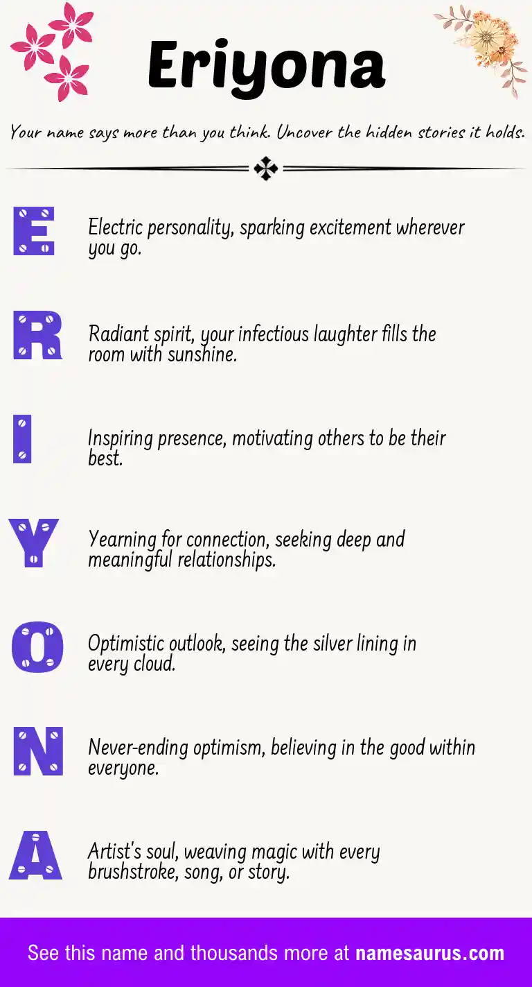 Acrostic poem about Eriyona.