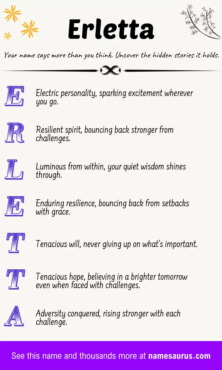 Acrostic poem about Erletta.