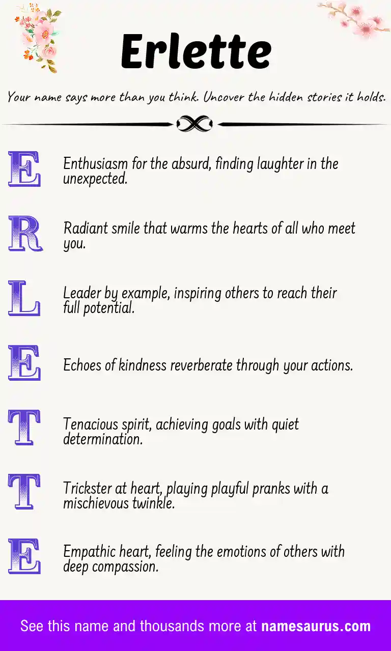 Acrostic poem about Erlette.
