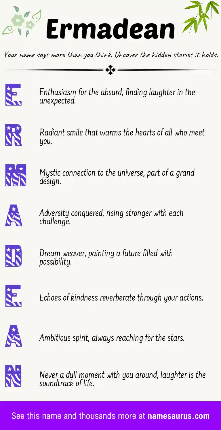 Acrostic poem about Ermadean.
