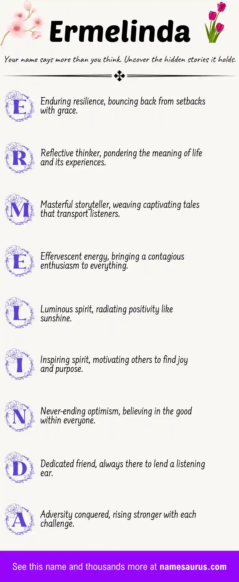Acrostic poem about Ermelinda.
