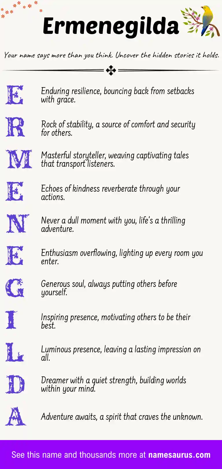 Acrostic poem about Ermenegilda.
