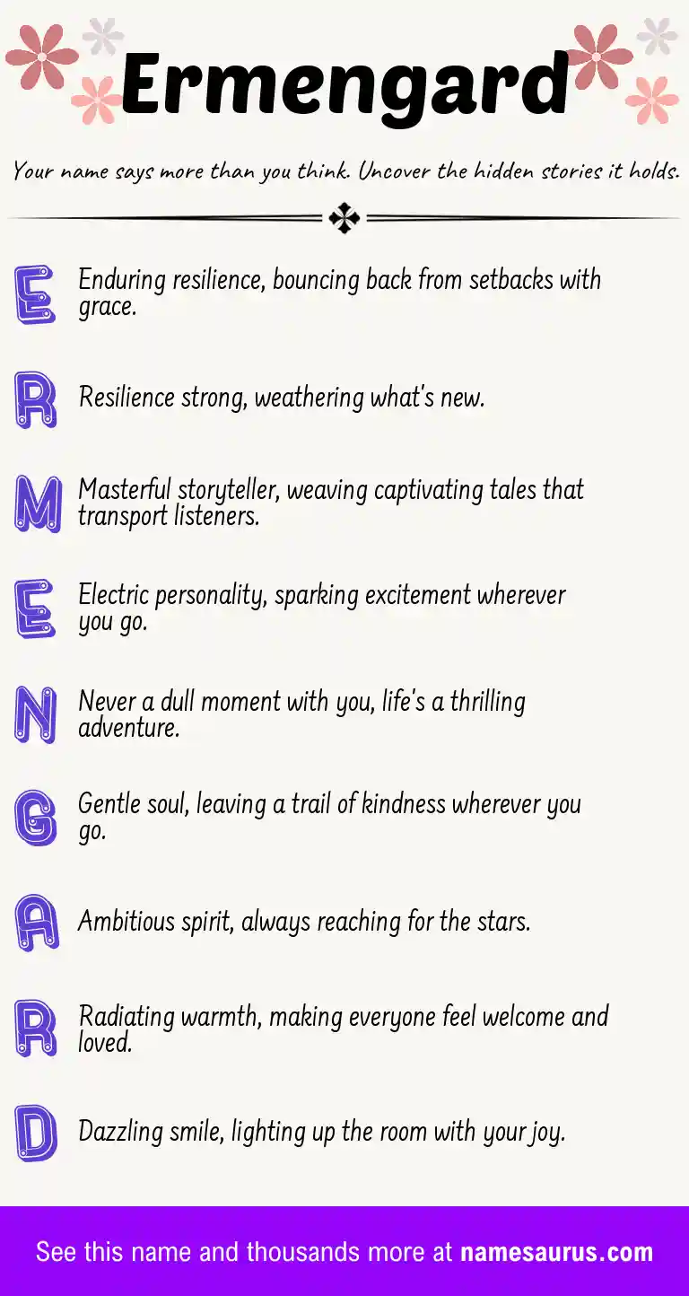 Acrostic poem about Ermengard.