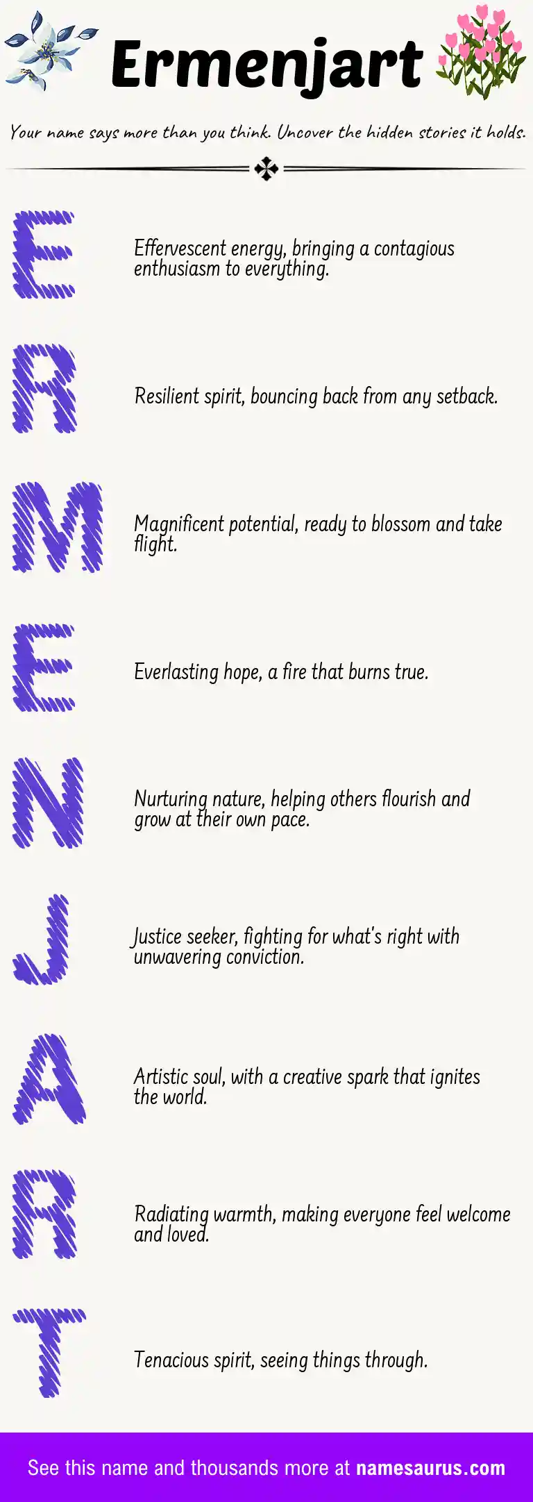 Acrostic poem about Ermenjart.
