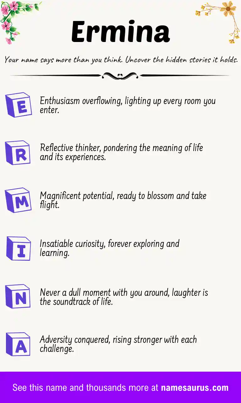 Acrostic poem about Ermina.