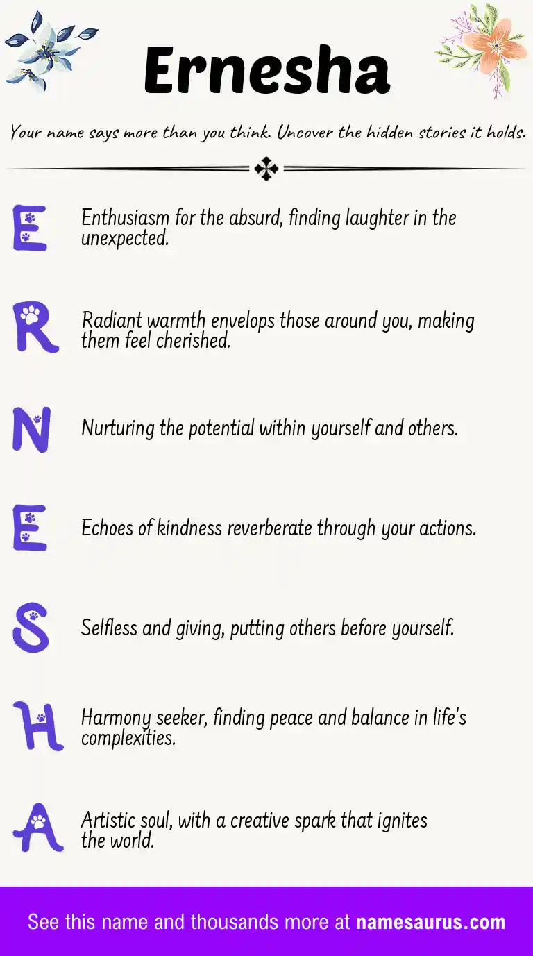 Acrostic poem about Ernesha.