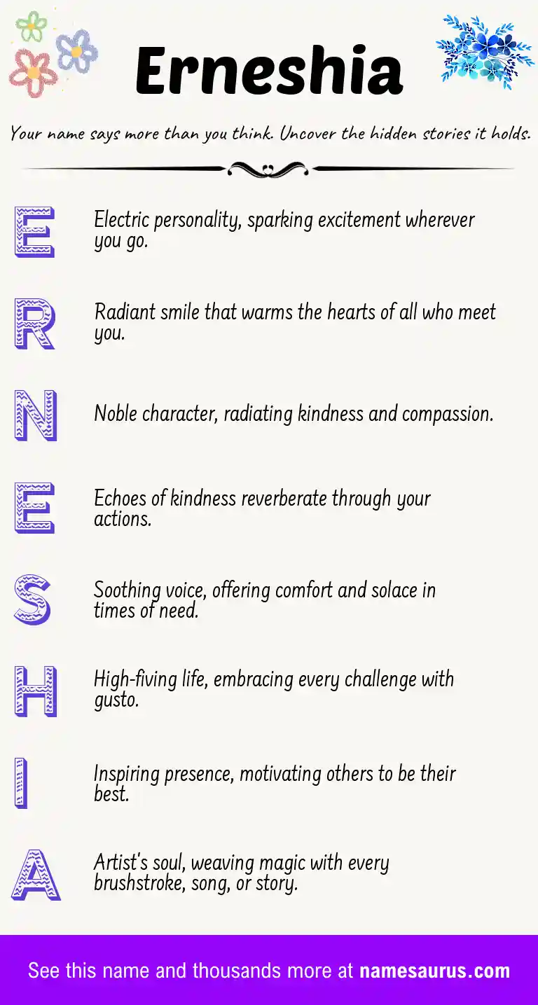 Acrostic poem about Erneshia.