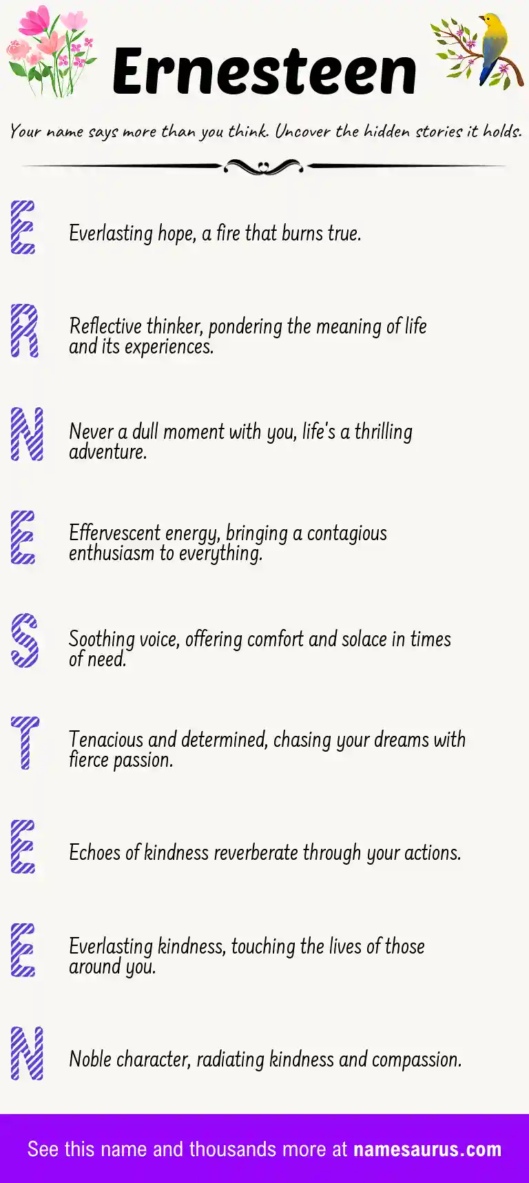 Acrostic poem about Ernesteen.