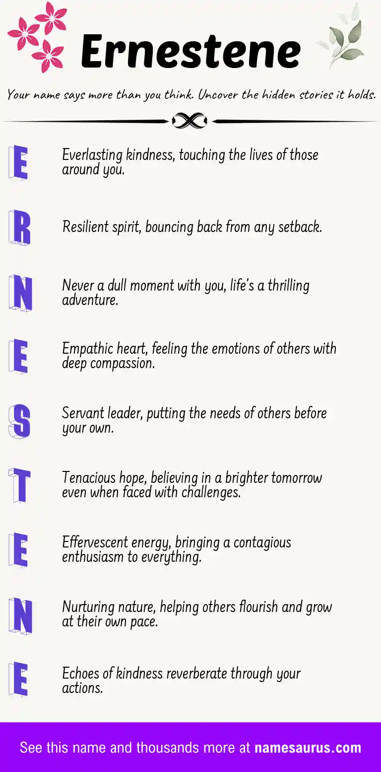 Acrostic poem about Ernestene.