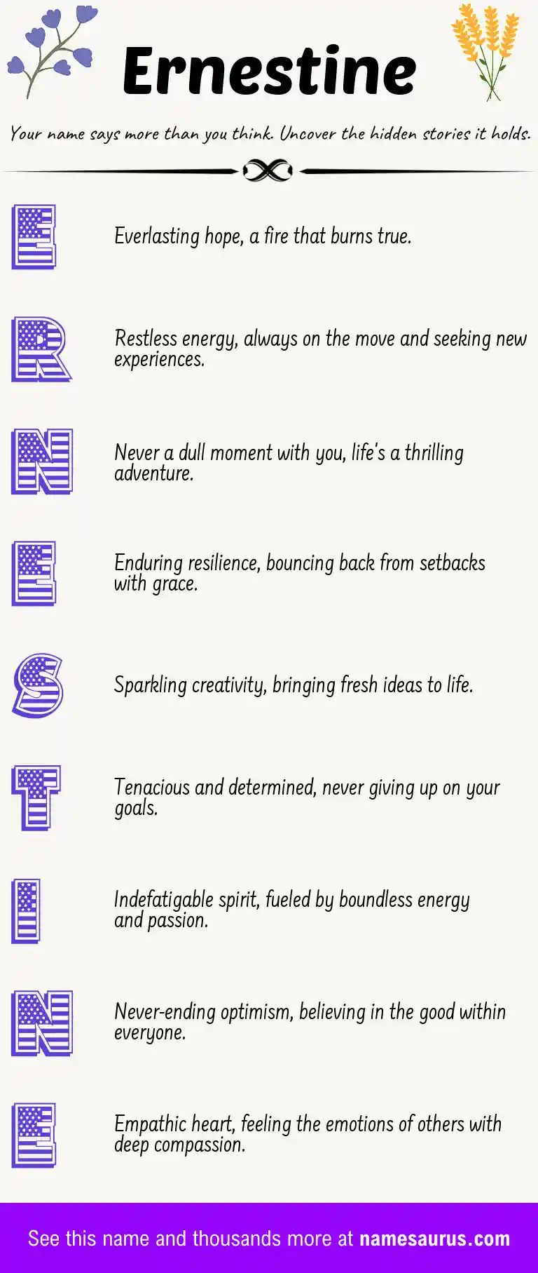 Acrostic poem about Ernestine.