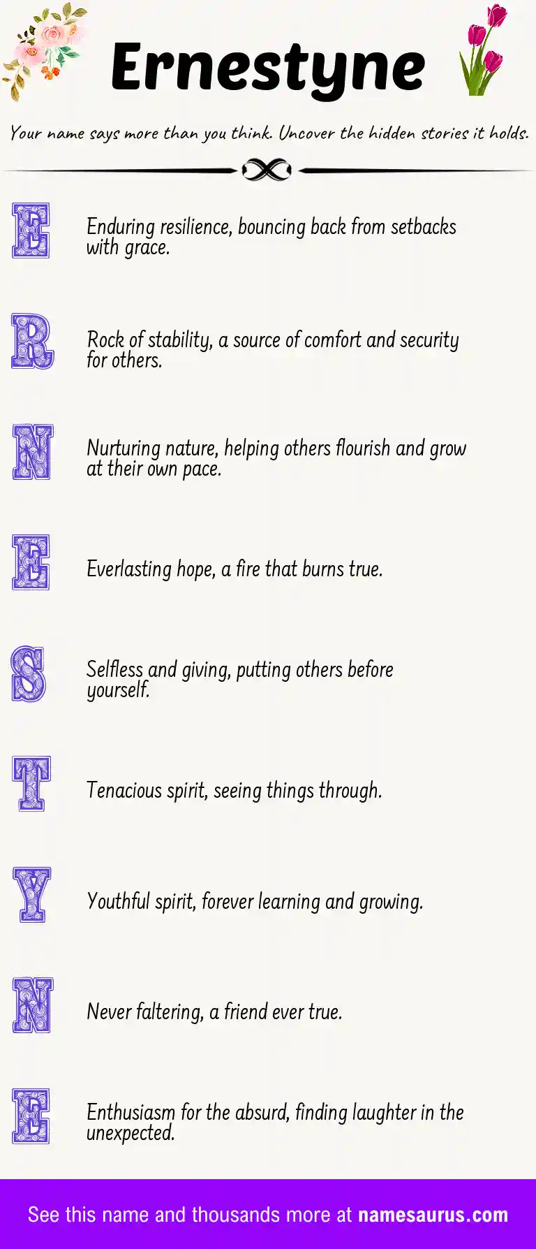 Acrostic poem about Ernestyne.