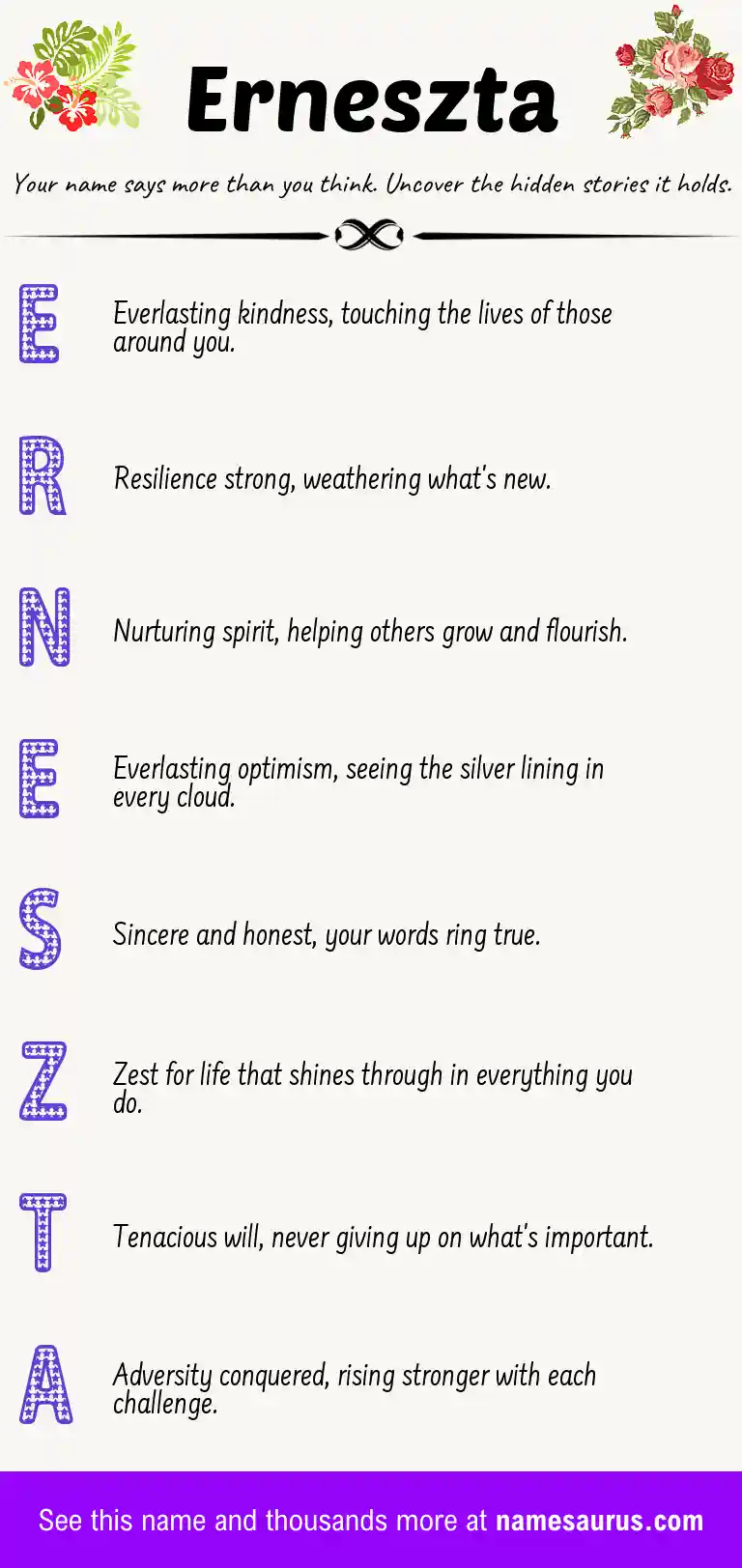 Acrostic poem about Erneszta.