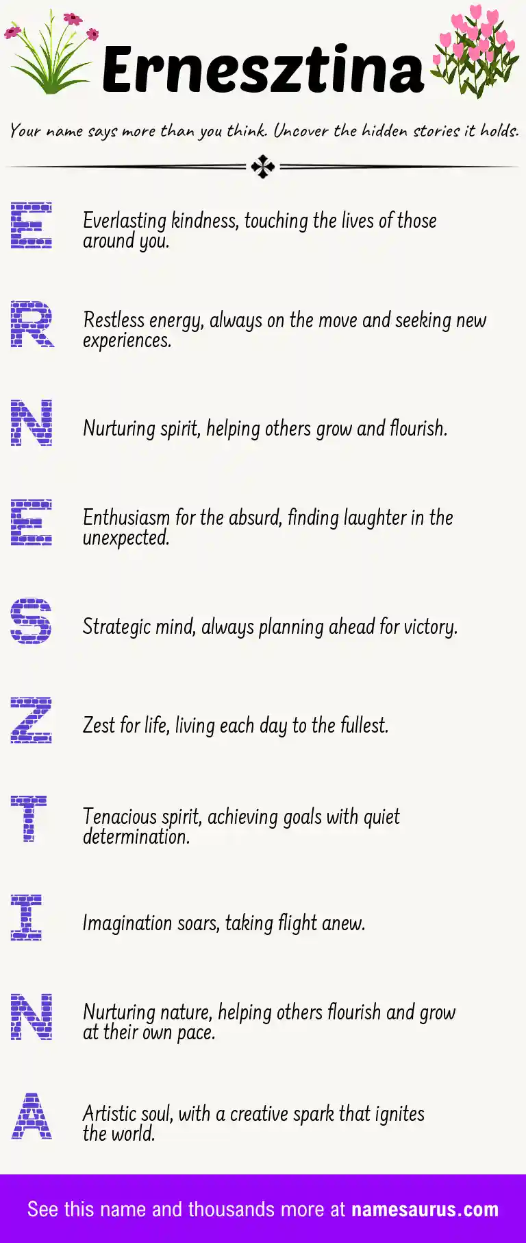 Acrostic poem about Ernesztina.