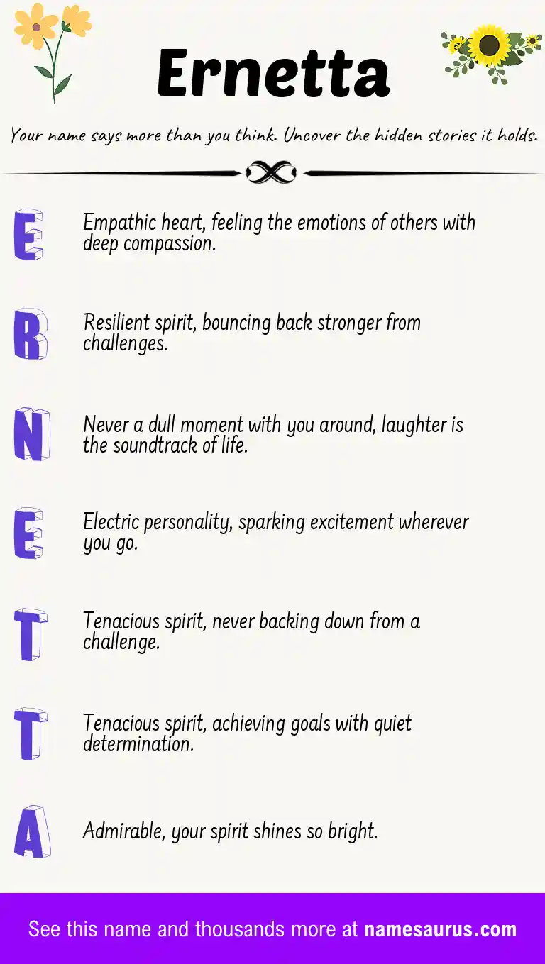 Acrostic poem about Ernetta.