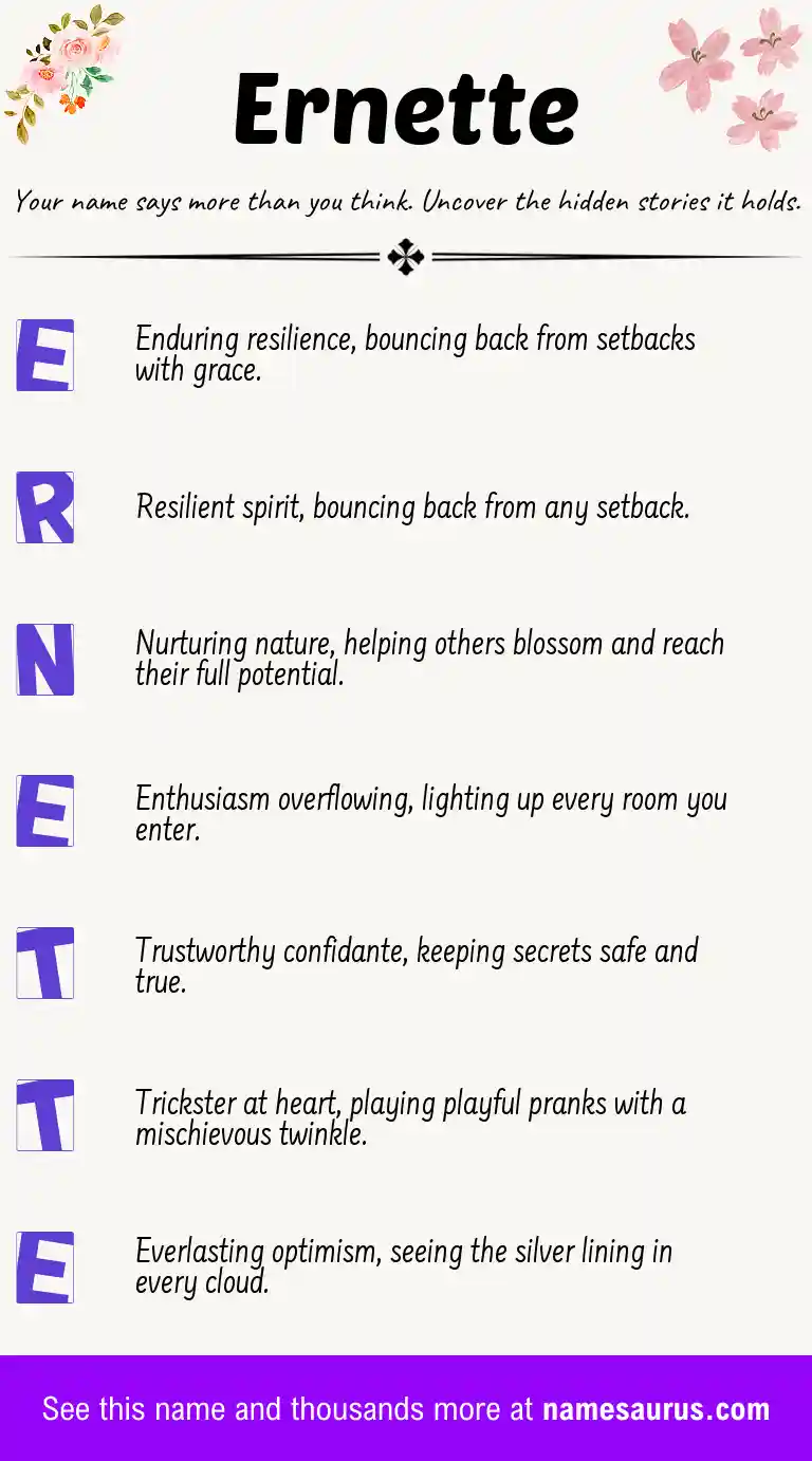 Acrostic poem about Ernette.