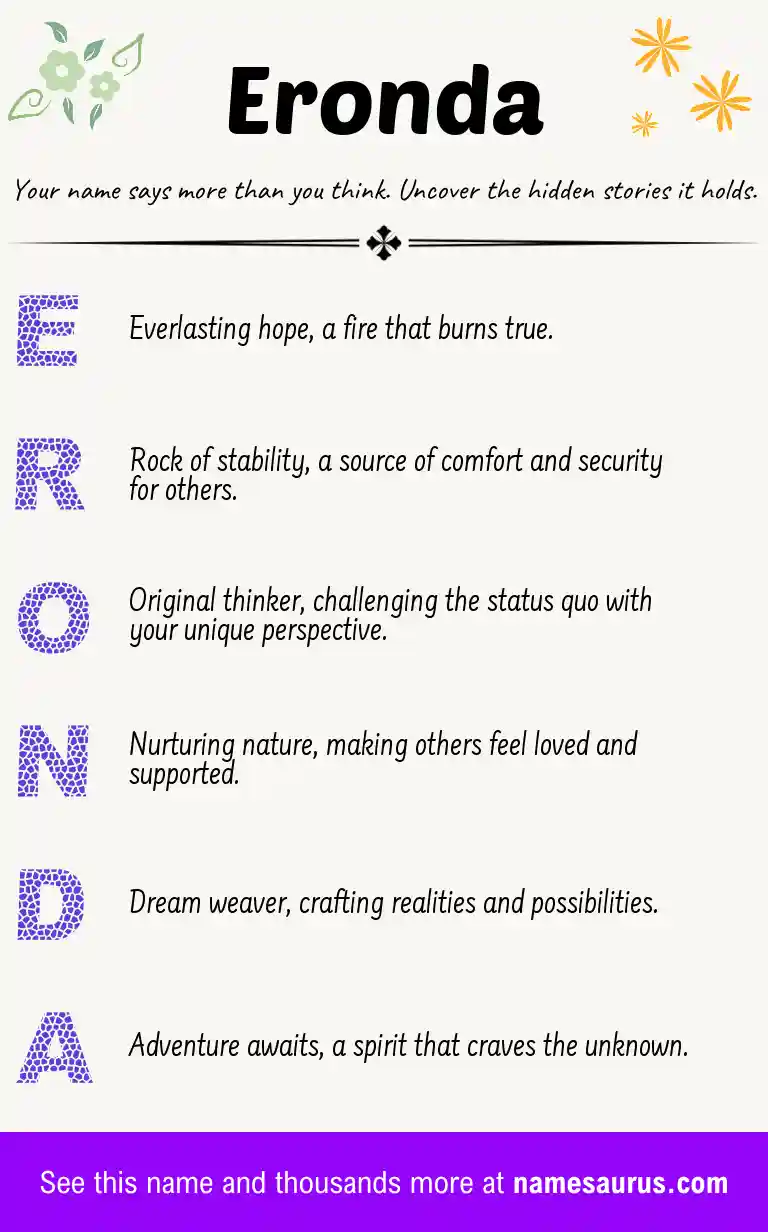 Acrostic poem about Eronda.