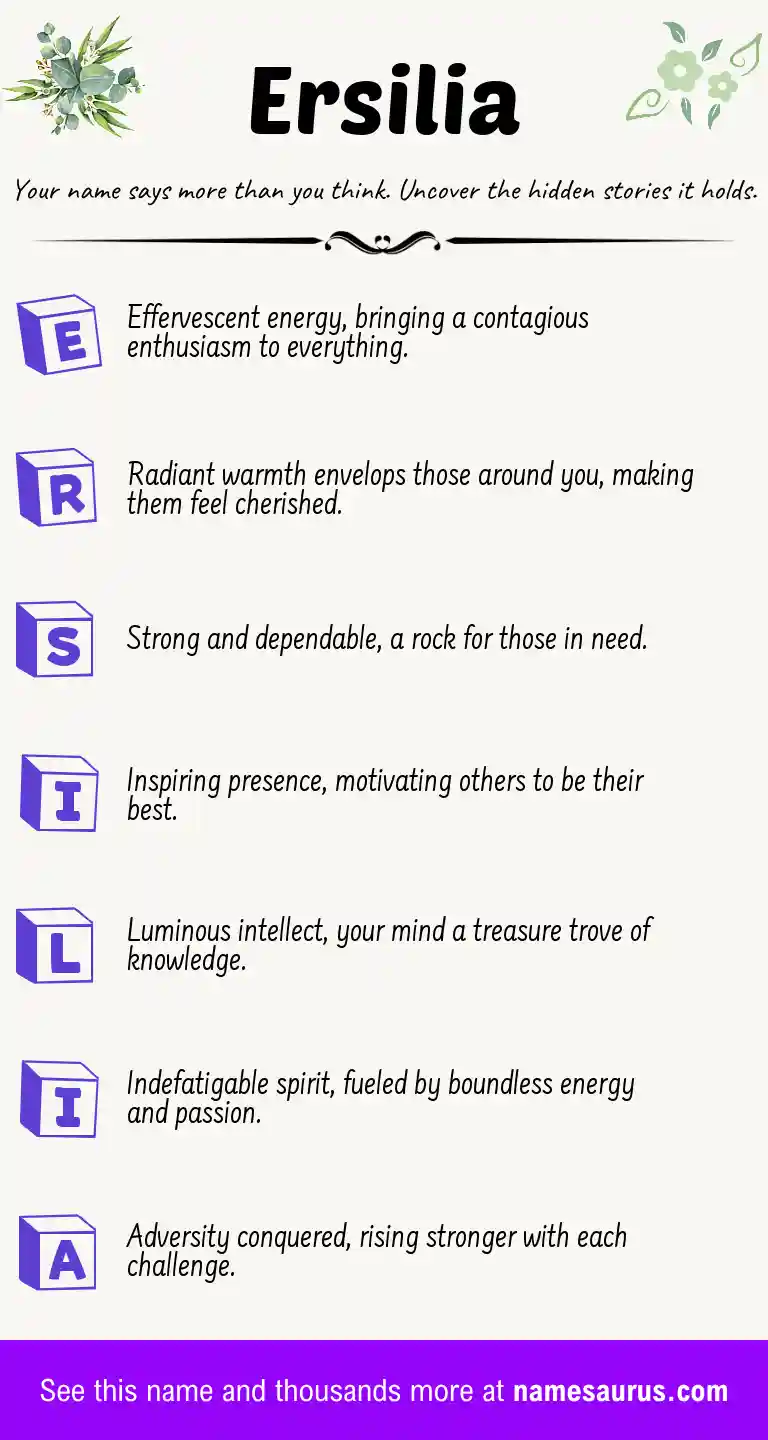 Acrostic poem about Ersilia.
