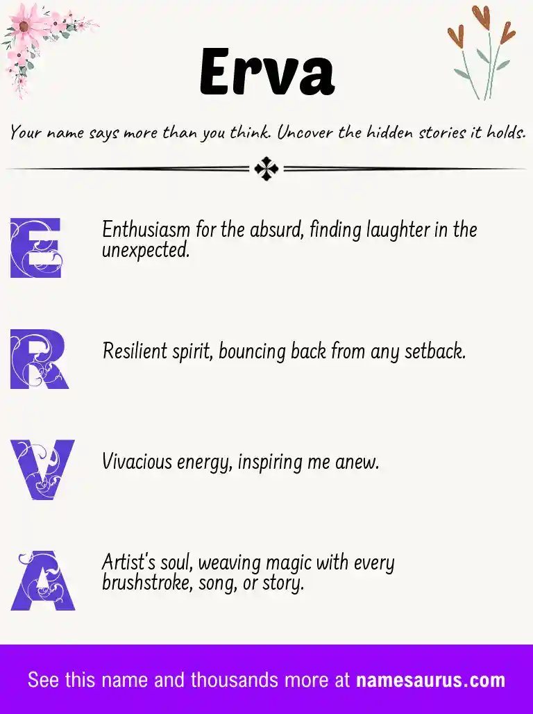 Acrostic poem about Erva.