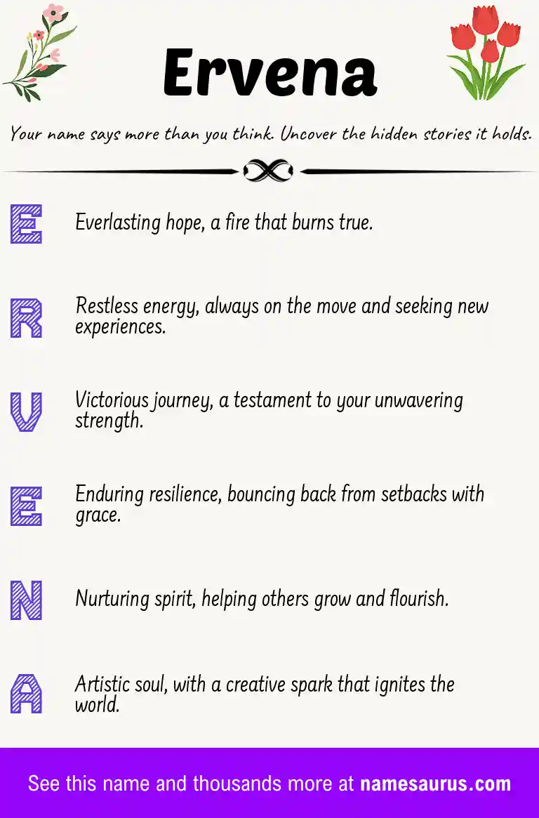 Acrostic poem about Ervena.