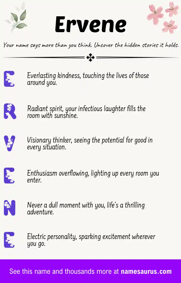 Acrostic poem about Ervene.