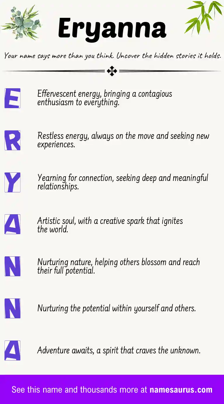 Acrostic poem about Eryanna.