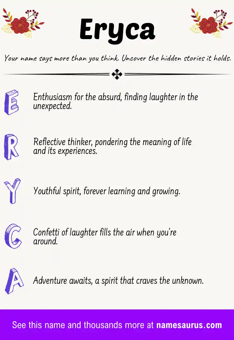 Acrostic poem about Eryca.