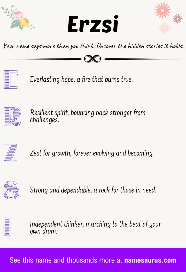 Acrostic poem about Erzsi.