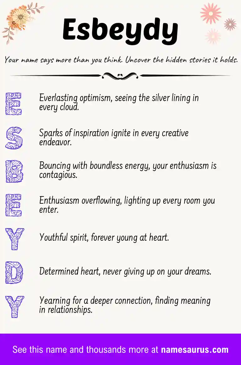 Acrostic poem about Esbeydy.