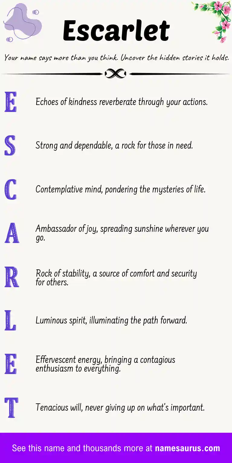 Acrostic poem about Escarlet.