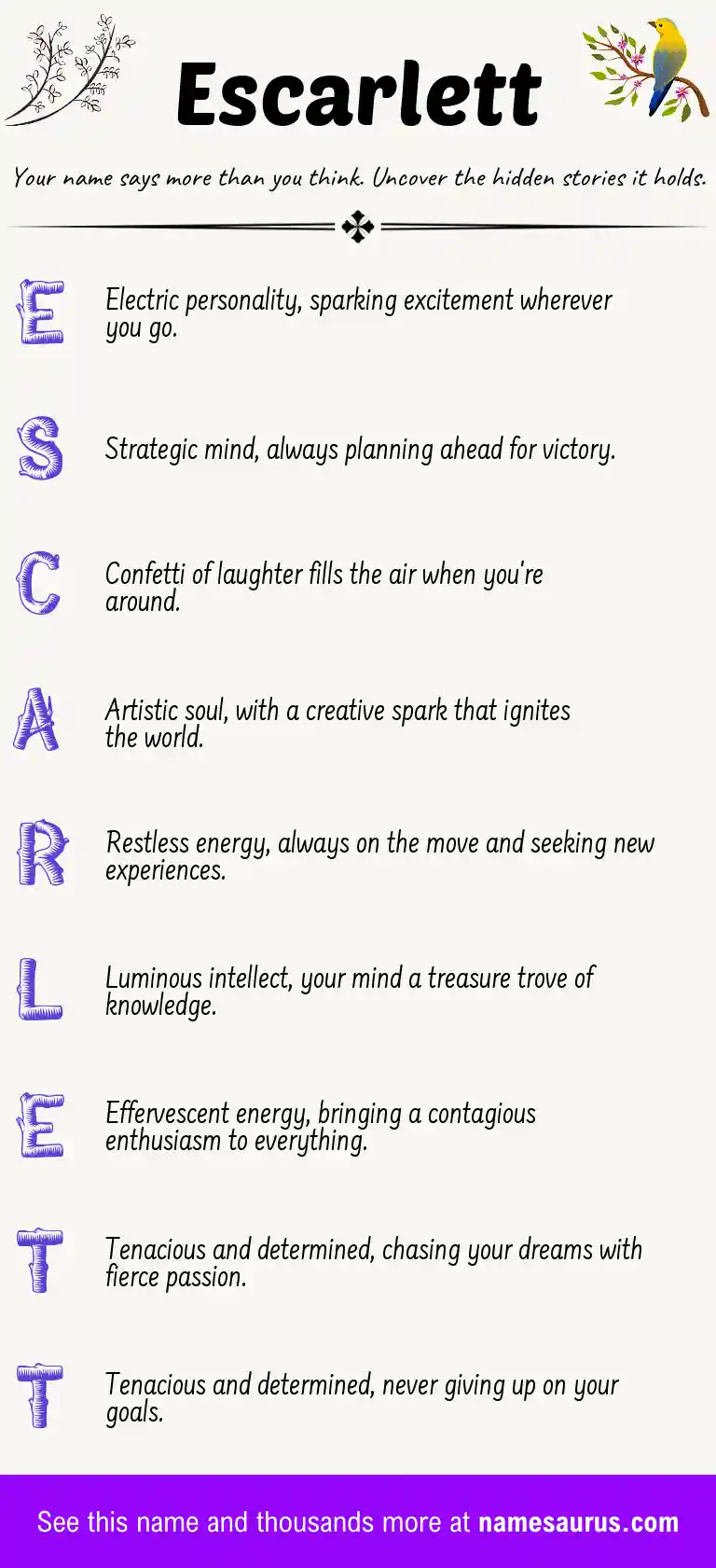 Acrostic poem about Escarlett.
