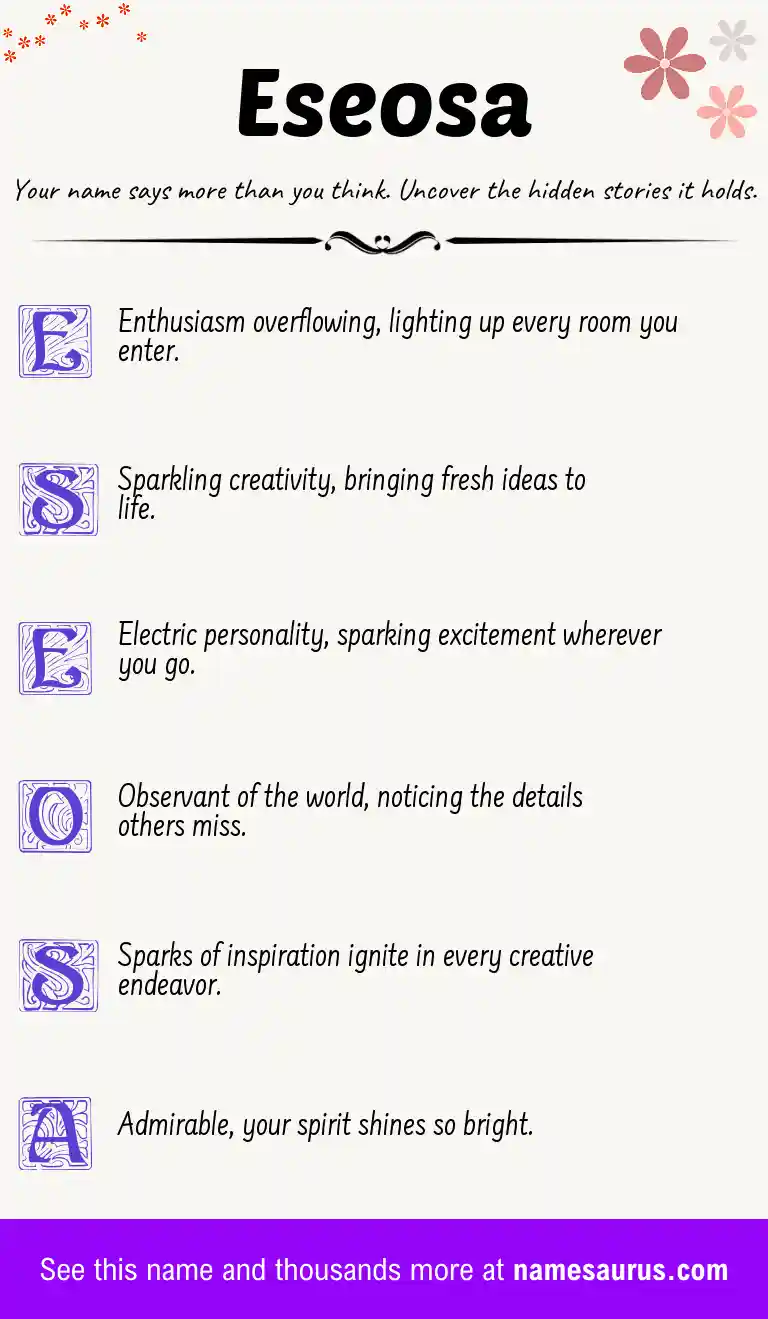 Acrostic poem about Eseosa.