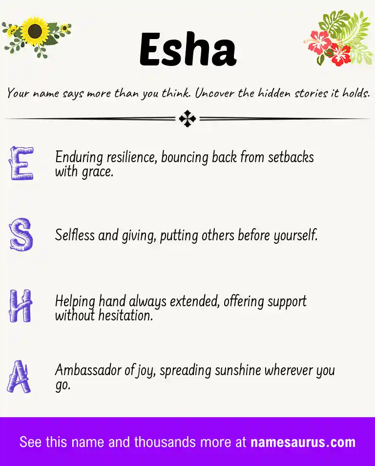 Acrostic poem about Esha.