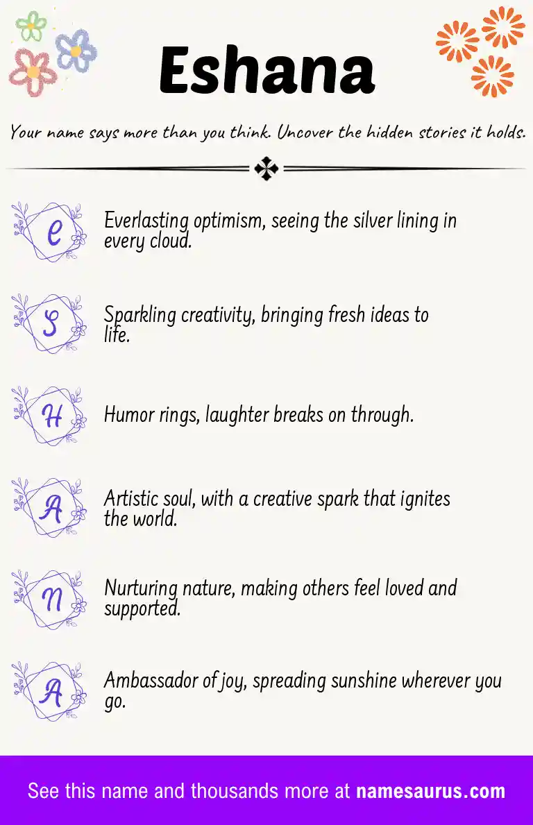 Acrostic poem about Eshana.