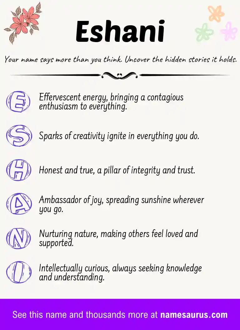 Acrostic poem about Eshani.
