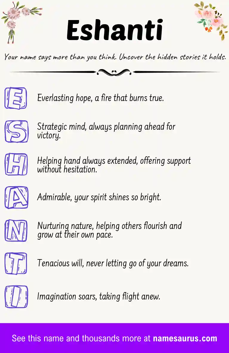 Acrostic poem about Eshanti.