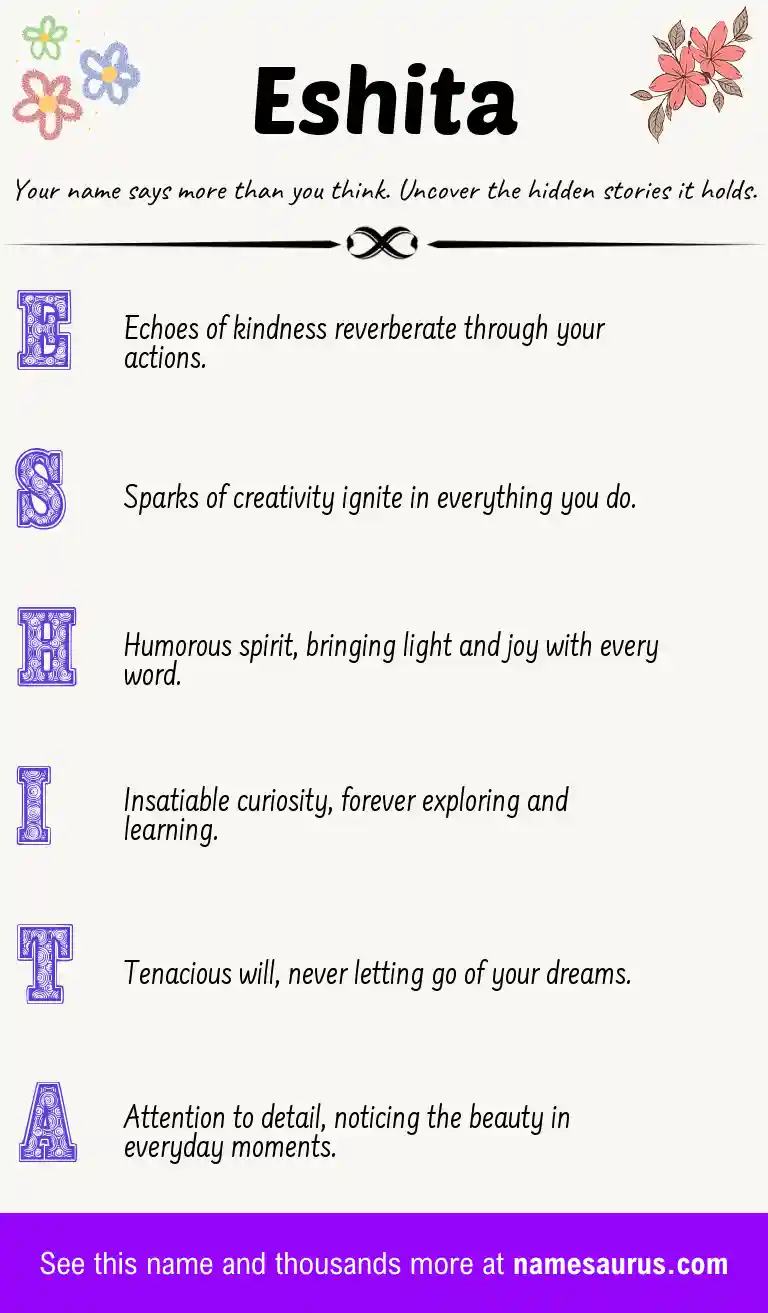 Acrostic poem about Eshita.