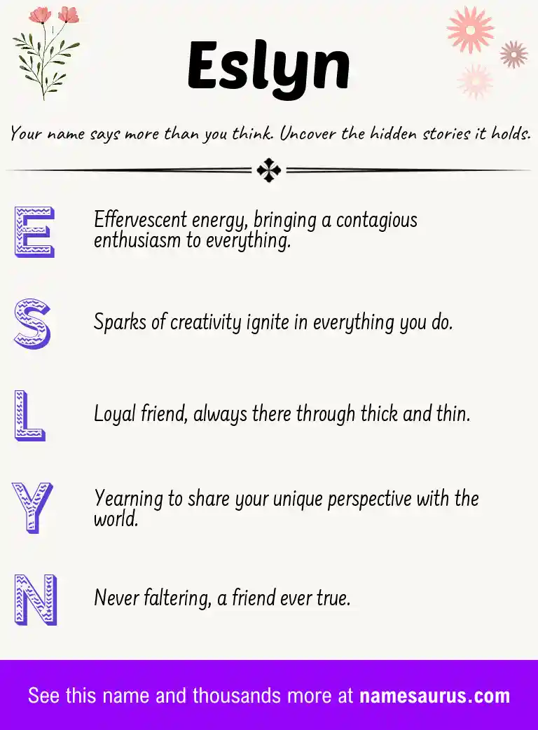 Acrostic poem about Eslyn.