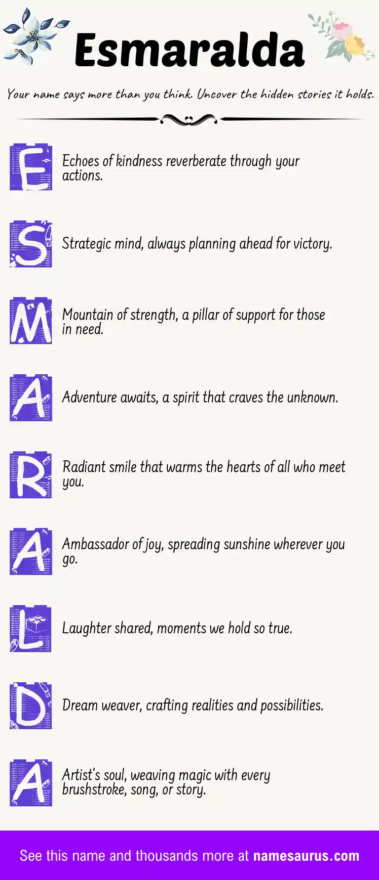 Acrostic poem about Esmaralda.
