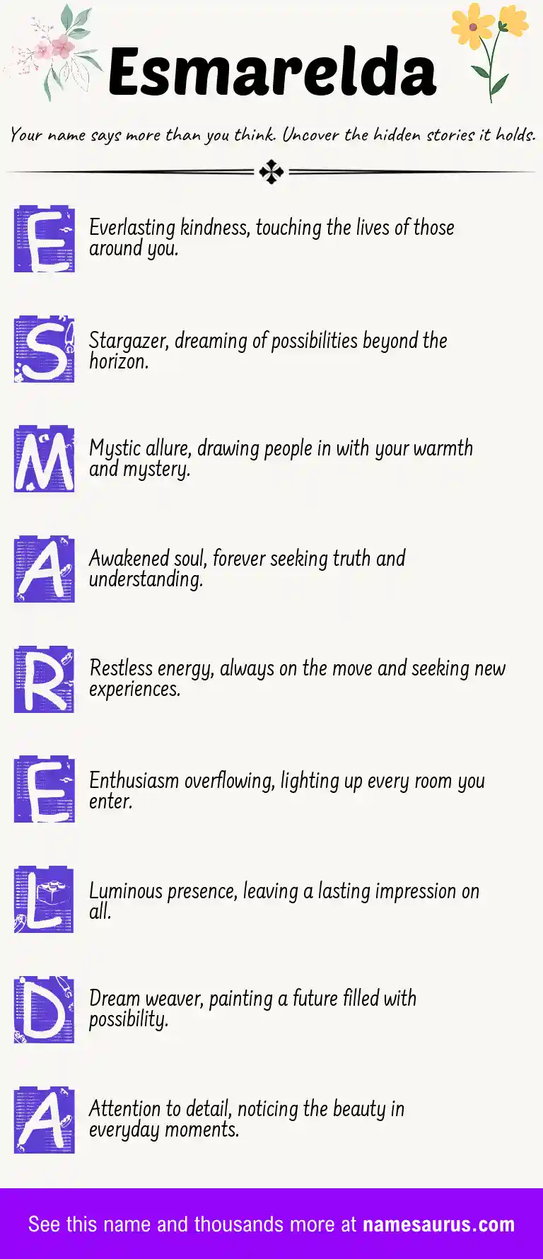 Acrostic poem about Esmarelda.