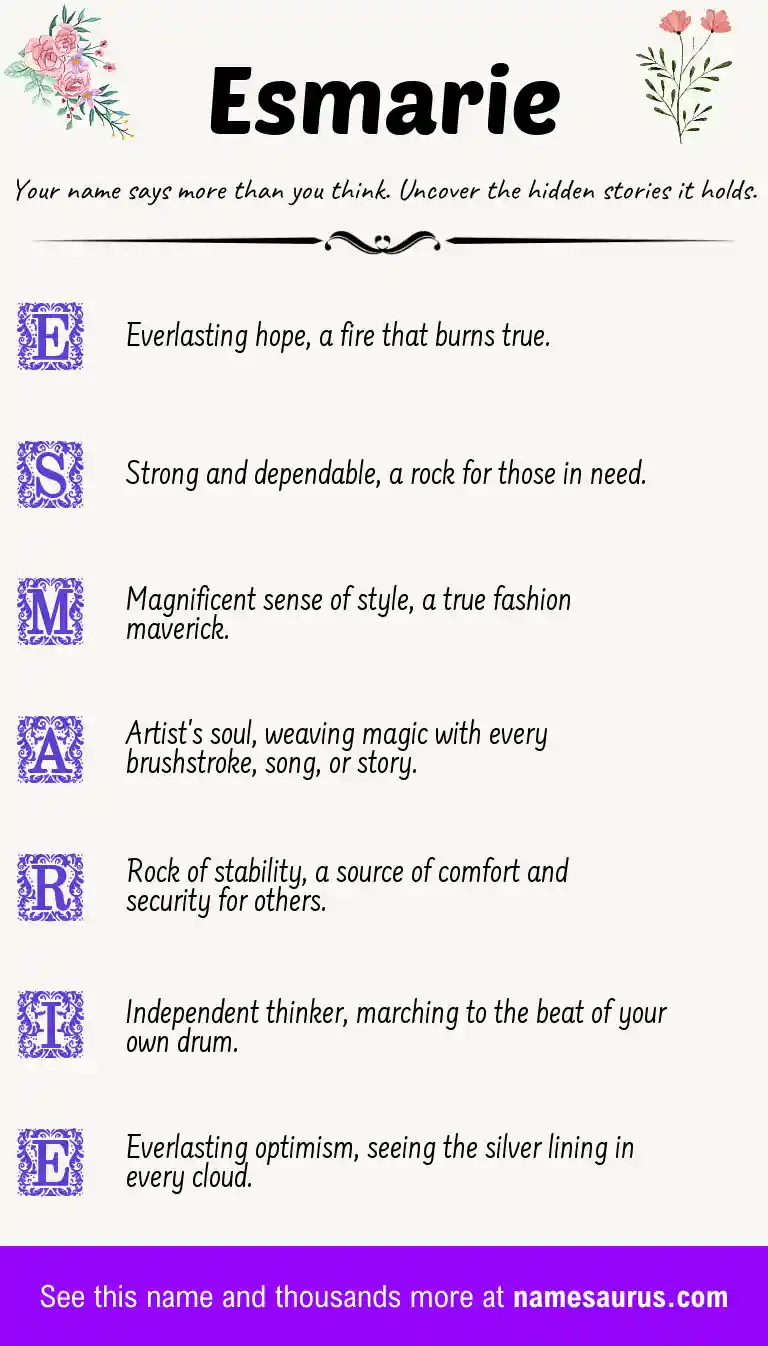 Acrostic poem about Esmarie.
