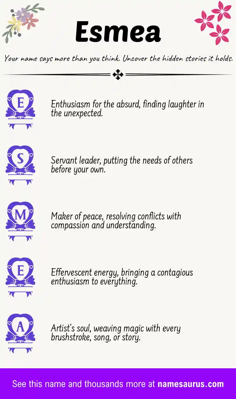 Acrostic poem about Esmea.