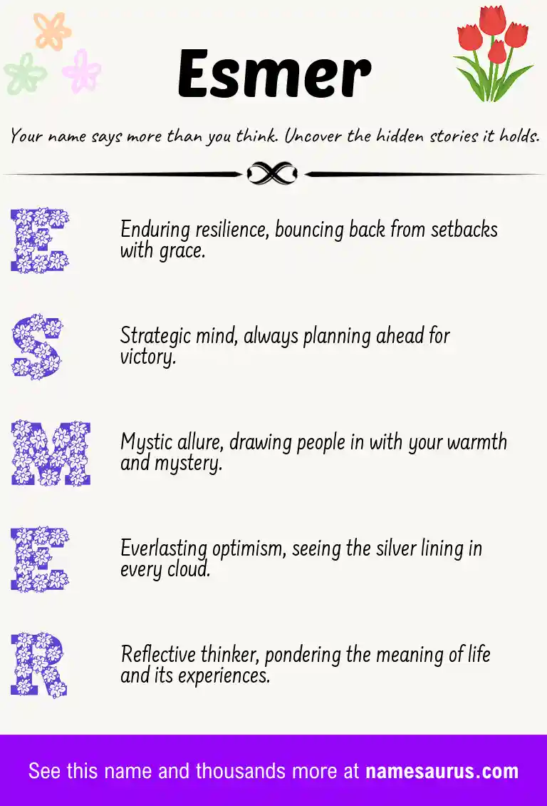 Acrostic poem about Esmer.