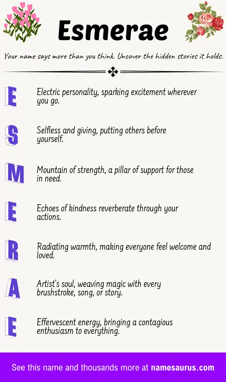 Acrostic poem about Esmerae.
