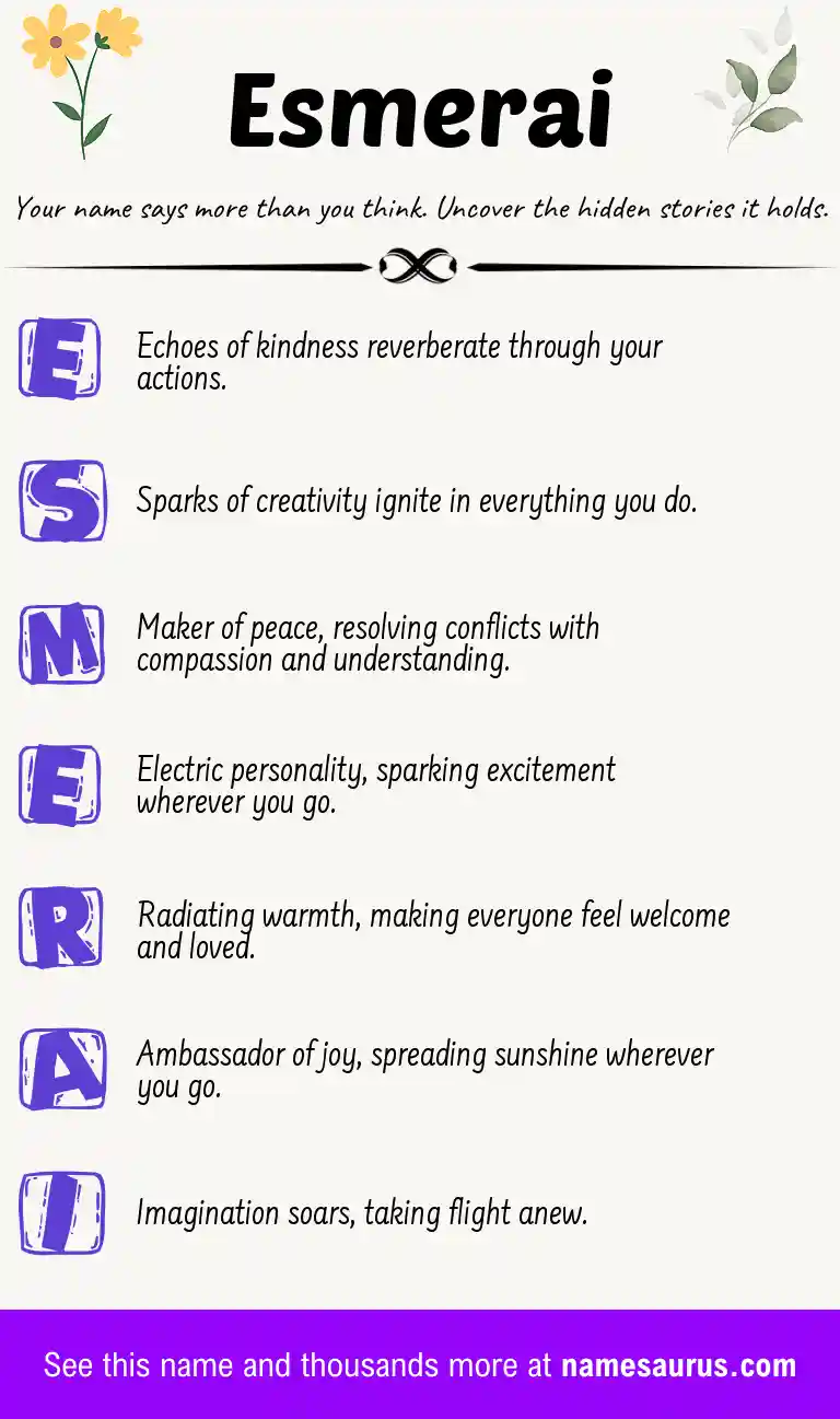 Acrostic poem about Esmerai.