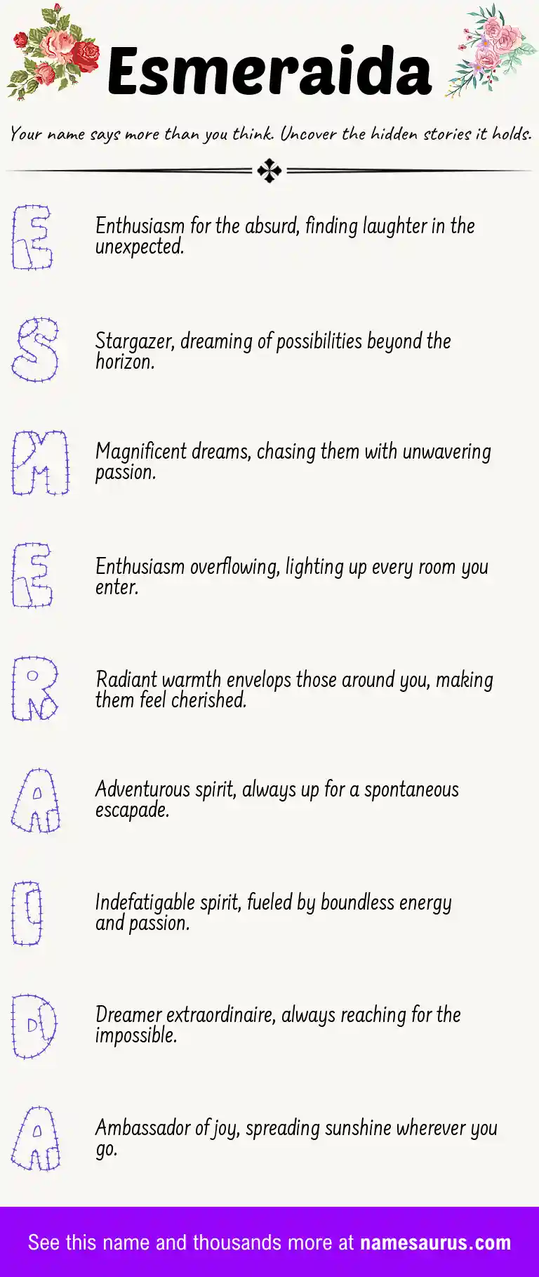 Acrostic poem about Esmeraida.