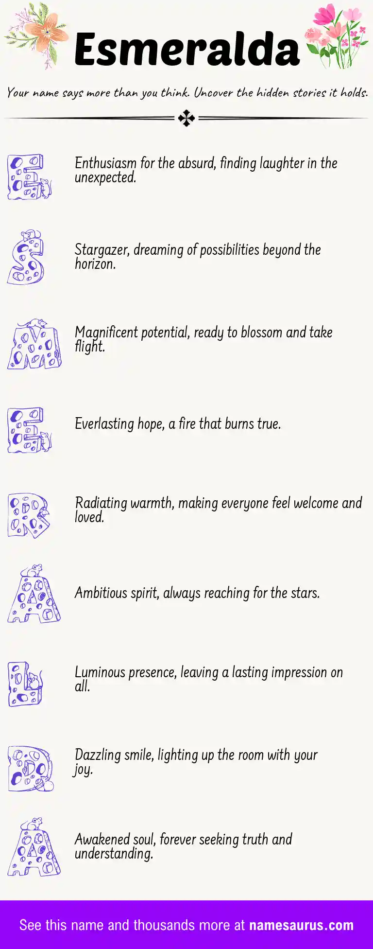 Acrostic poem about Esmeralda.