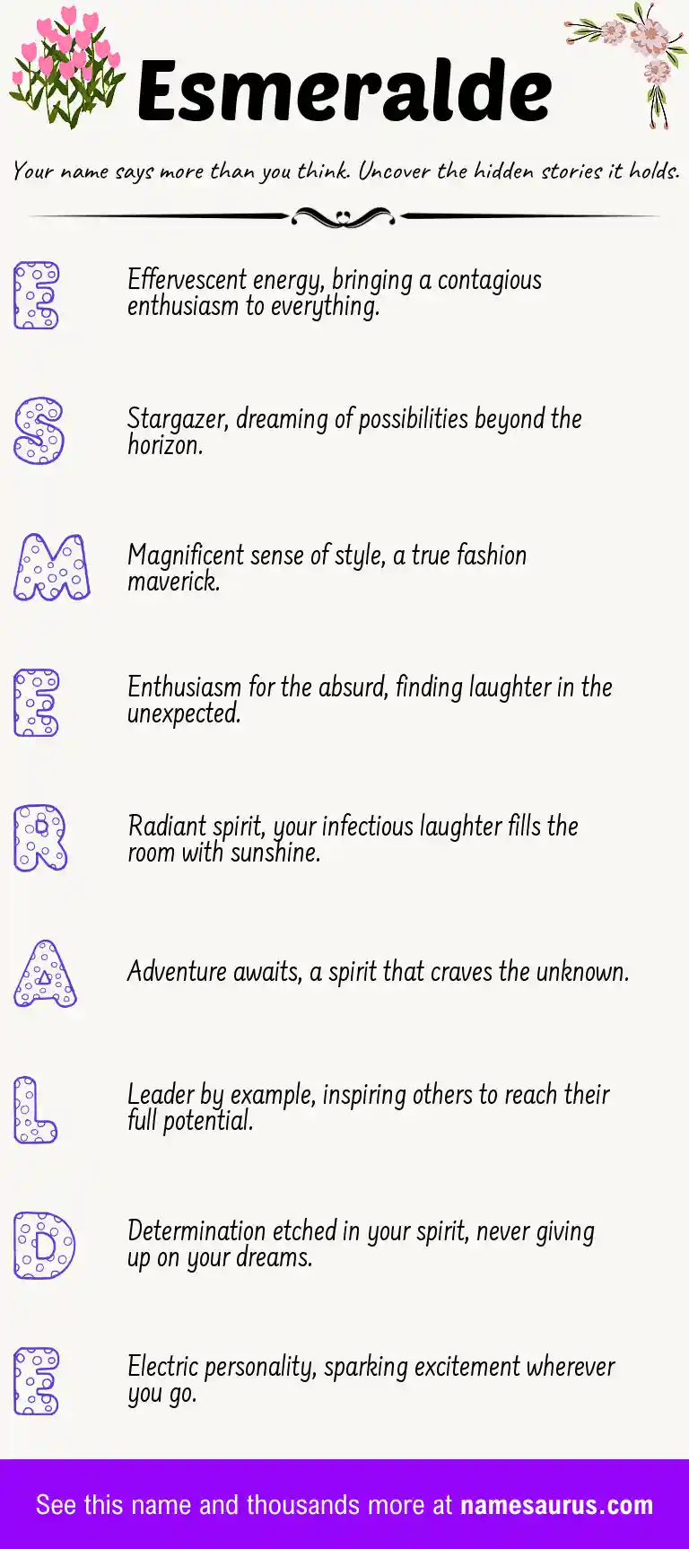 Acrostic poem about Esmeralde.
